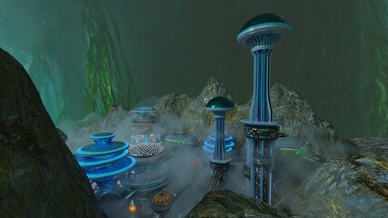 宇宙都市　3DCGレンダリング