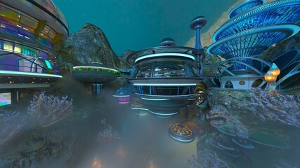 宇宙都市　3DCGレンダリング