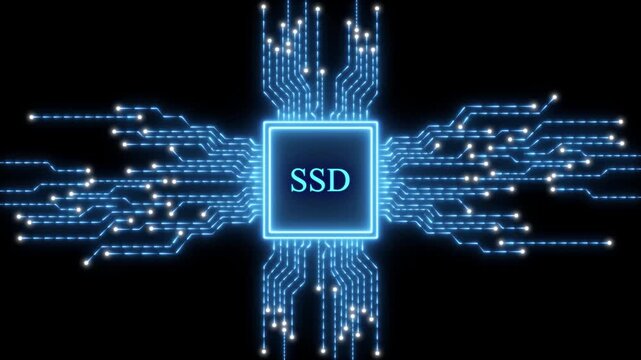 Blue SD Chip Circuit Board Abstract solid state drive