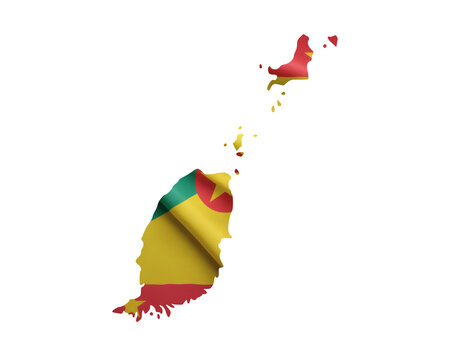 Grenada map with flag waving proudly against a black background, perfect for travel and tourism