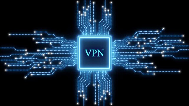 Glowing VPN Chip Circuit Board Abstract virtual private network