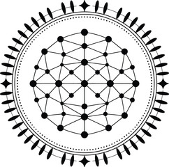 Geometric mandala logo design with interconnected nodes and circular border Logo