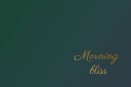 Napis &bdquo;morning bliss&rdquo; złotą kaligrafią na zielonym tle, elegancki minimalizm i luksusowy styl do brandingu.