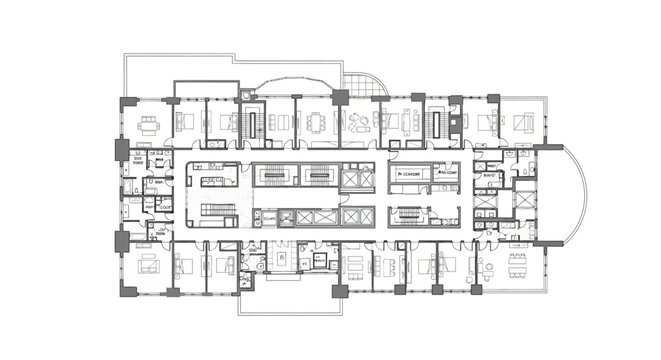 Detailed architectural floor plan showing the internal layout of a multi-room building.