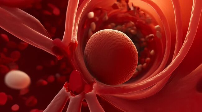 Close-Up of Human Red Blood Cell (Erythrocyte) - Biconcave Disc Shape Microscopic View