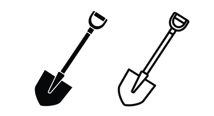 Two gardening shovels isolated on white background simple tool silhouette design © Moni