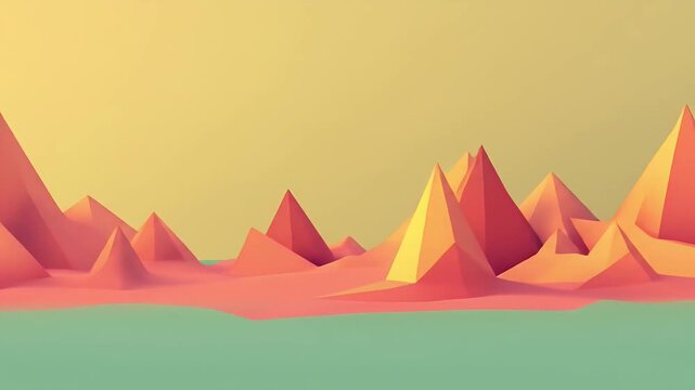 Abstract landscape of low-poly mountains and water