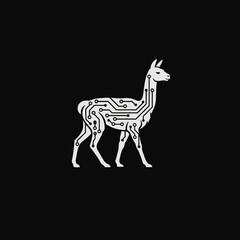 Obraz premium White Llama Silhouette with Internal Organs Visible.