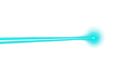 A glowing blue beam of light with a bulbous end  on a transparent background