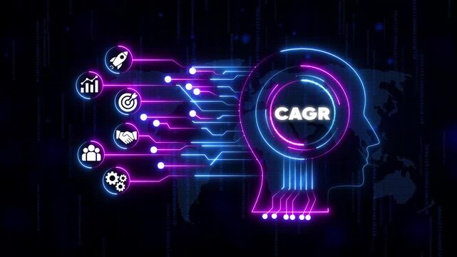 Compound Annual Growth Rate C A G R Business Growth Strategy Planning Financial Analysis Investment Goals Success Metrics Neon Infographic