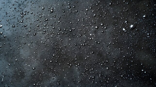 Wet Metallic Surface with Silver Chrome Liquid Droplets and Dark Textured Background for Industrial and Modern Product Backdrops