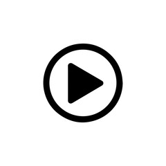 Simple play button media control symbol flat black design On white Background Vector illustration