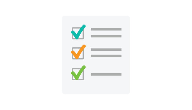 Checkmarks on a checklist with colorful ticks