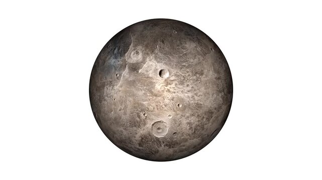 the planet dwarf ceres horizontal all the video loop seamless round on white background motion video
