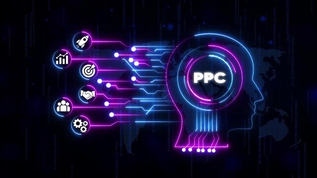 Pay Per Click P C Advertising Strategy Digital Marketing Concept with Head and online marketing