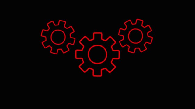 Red gear interlocking cogs mechanism technology symbol gears.