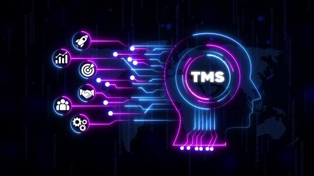 T M S Transportation Management System Logistics Supply Chain Optimization Neon Blue Purple
