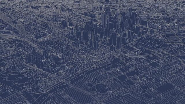 3D looped animation of city - Denver, USA