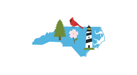 Fototapeta premium North Carolina State Map Vector Illustration, Flat Design, Patriotic Symbol for USA
