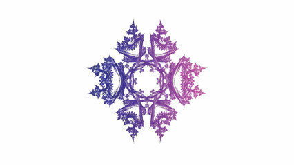 Stunning geometric fractal snowflake design with gradient hues of purple and teal, perfect for winter themes