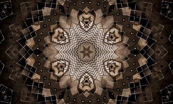 Abstract fractal design creates an ancient stone texture with star patterns on a round vintage church ceiling detail