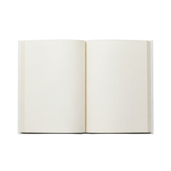 A blank book with two pages open isolated on transparent background