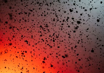 Close-up texture of tiny black ash fragments floating and suspended in the air after a major fire event, creating a surreal abstract pattern, pattern, closeup, airborne