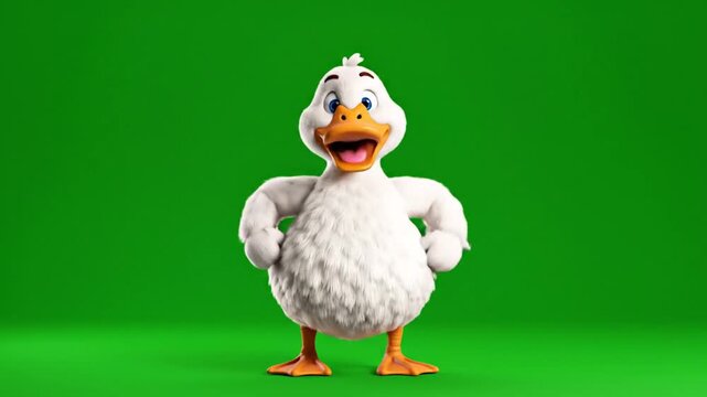 Animated White Duck Character with Expressions.