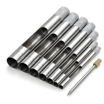 Set of cork borers nesting together for precision tasks on a bright white background