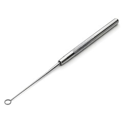 Obraz premium Metal inoculating loop for microbiology sampling and lab work isolated on a white background