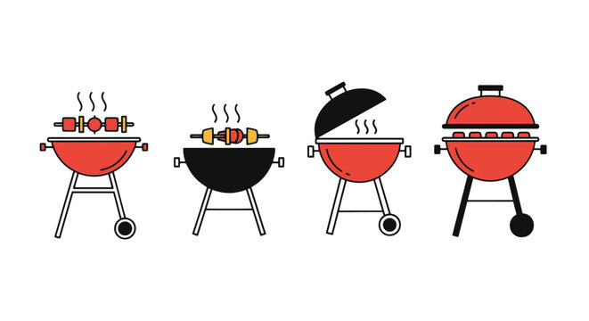 BBQ Grill Line art shape color vector design
