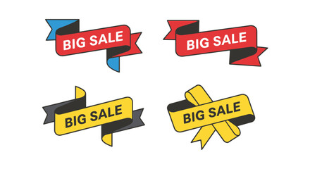 Big sale ribbon Line clean modern color vector © Joya