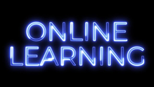 Online Learning Neon Text Animation on Black Background