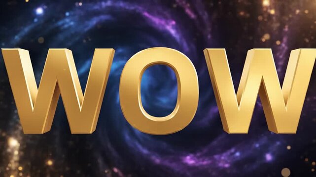 Awe-Inspiring Visuals - Golden WOW Against a Cosmic Backdrop of Stars and Nebulae.