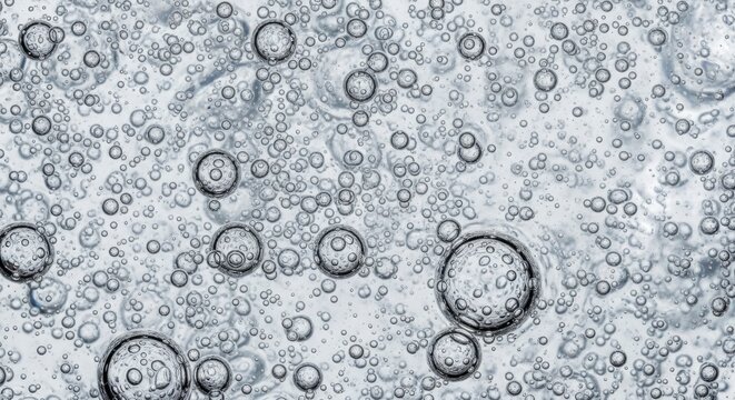 Spherical bubbles rising in a fizzy drink viewed from above