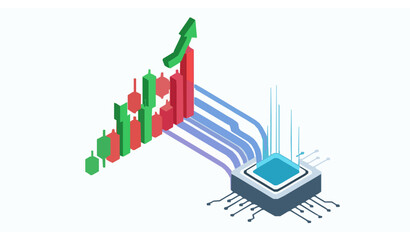 Fototapeta premium Machine learning powered stock market energy isometric vector