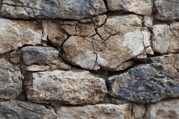 Fototapeta premium Old Weathered Stone Wall Pattern with Cracks