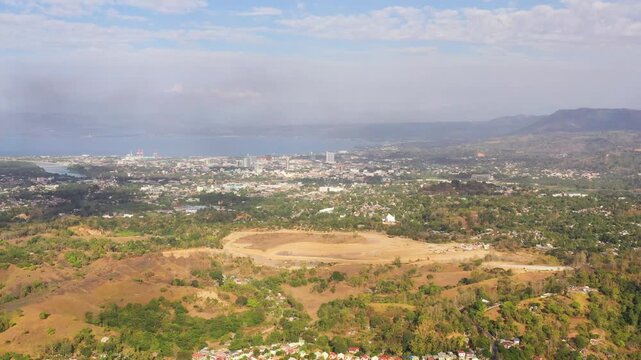 Top view of Cagayan de Oro on Mindanao island, Philippines. A developing and modern city in Asia.