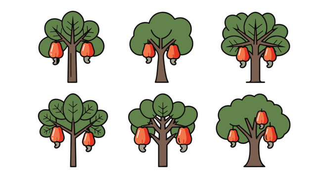 Cashew tree Line art clean creative tone vector