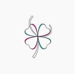 Fototapeta premium Stylized four leaf clover with abstract ribbon design