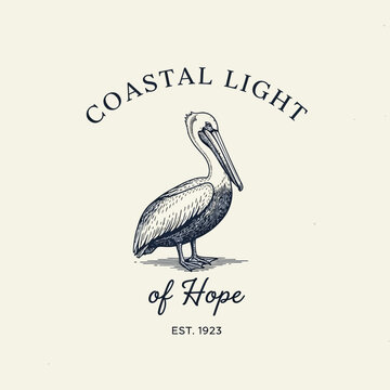 Coastal Light of Hope Logo with Pelican Illustration.