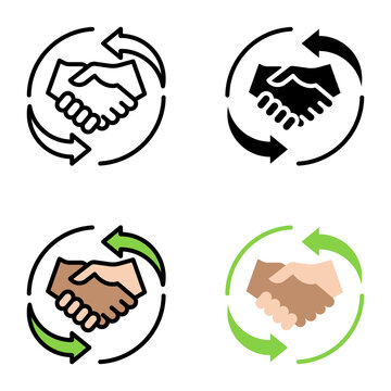 Trade agreement icon collection of various styles for design branding, print and digital media