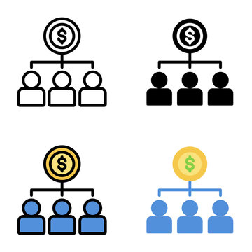Resource allocation icon collection of various styles for design branding, print and digital media