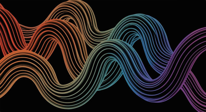 Dise&ntilde;o abstracto con ondas fluidas de colores vibrantes en degradado, creando una imagen din&aacute;mica y moderna sobre fondo oscuro.