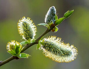 Pussy Willow Branches with Fuzzy Catkins.