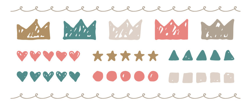 お気に入りを示す手描き評価アイコンセット