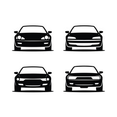 Obraz premium Four different car silhouettes are shown from the front view.