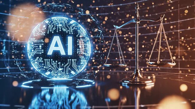 AI globe and balance scale