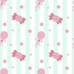 Cute Pastel Candy Seamless Pattern Background