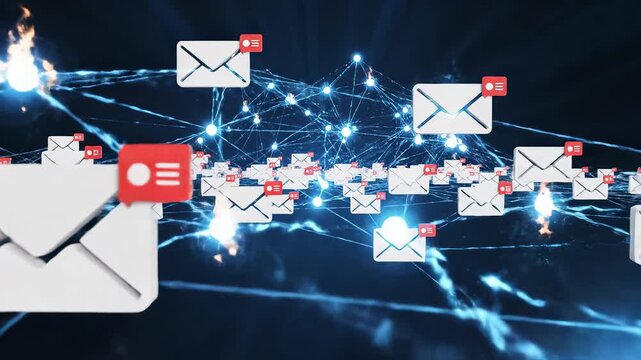 Email icons in digital network